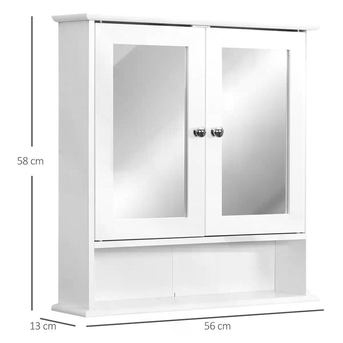 Bathroom Wall Cabinet with Mirrored Door - Space-Saving Storage Solution, 56x13x58cm in White - Ideal for Organizing Toiletries and Essentials