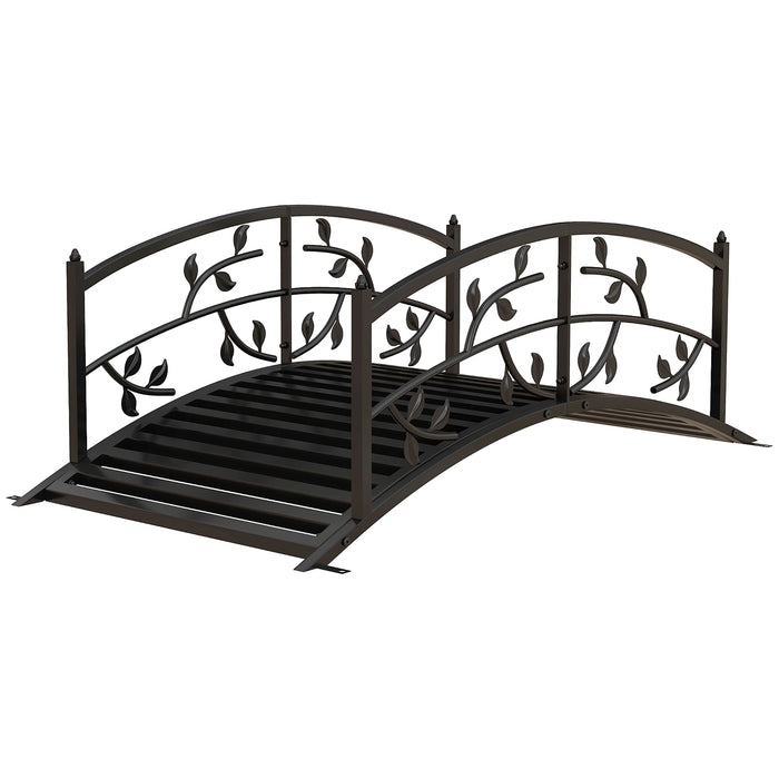 Garden Bridge with Metal Vine Motif - 1.2M Length, Decorative Arch Design in Black - Enhances Outdoor Spaces & Walkways
