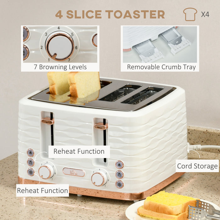 Otter 3000W Fast Boil 1.7L Kettle & 4-Slice Toaster Combo - Stainless Steel with Advanced Browning Controls, Defrost & Reheat - Ideal for Busy Kitchens and Breakfast Prep