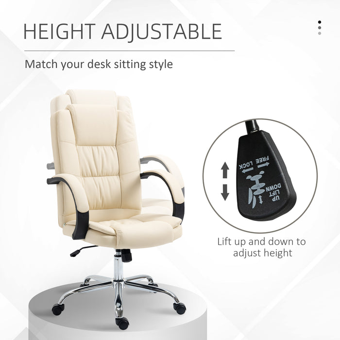 Ergonomic High Back Chair - Swivel Executive Office Chair with PU Leather, Padded Armrests, Adjustable Height & Tilt - Comfortable Seating for Professionals and Home Offices