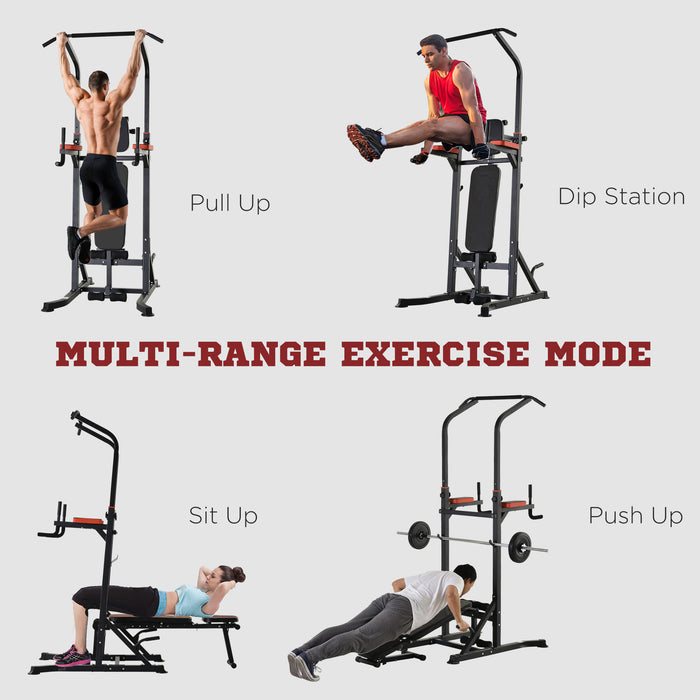 Multifunction Power Tower with Bench - Home Gym Workout Dip Station and Push-Up Bars - Ideal for Office Gym Training & Fitness Enthusiasts