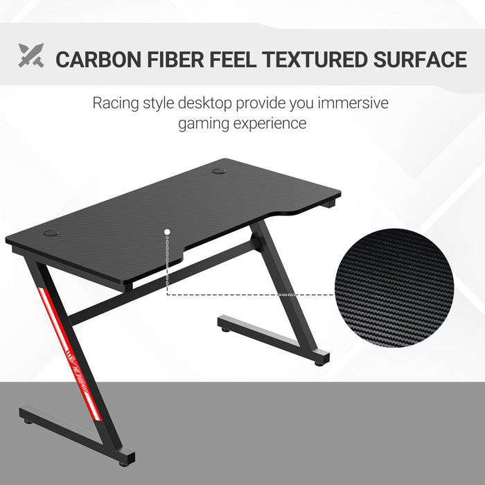 Z-Shaped Racing Style Gaming Desk 1.2m - Home Office Computer Table with Cable Management - Ideal for E-sports, Study, and Workstation Use in Black