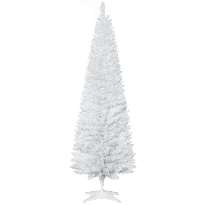 6ft Pencil Slim Artificial Pine Christmas Tree - 390 Branch Tips with Sturdy Stand for Holiday Decor - Ideal for Small Spaces and Xmas Celebration