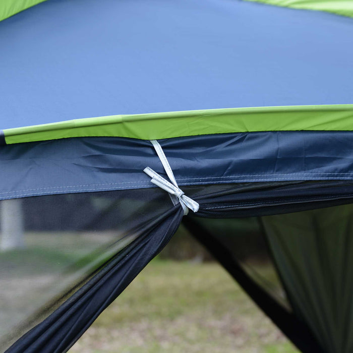 Portable Dome Family Camping Tent for 5-8 People - Outdoor Screen House Sun Shelter, Spacious 360x355x215cm - Ideal for Group Adventures, Dark Blue/Green
