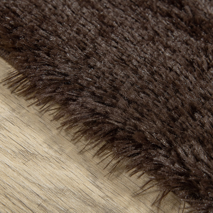 Plush Brown Shaggy Rug - Soft Area Carpet for Living Room, Bedroom, Dining 90x150 cm - Cozy Floor Covering for Home Comfort