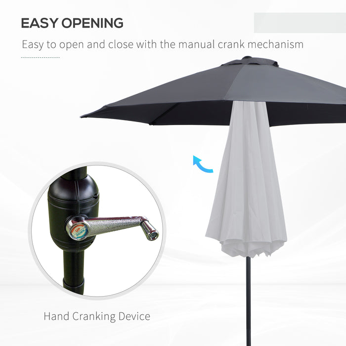 2.7M Garden Parasol with Tilt Function - Aluminium Patio Sun Umbrella & Shade Shelter, Charcoal Grey - Ideal for Outdoor Relaxation and UV Protection