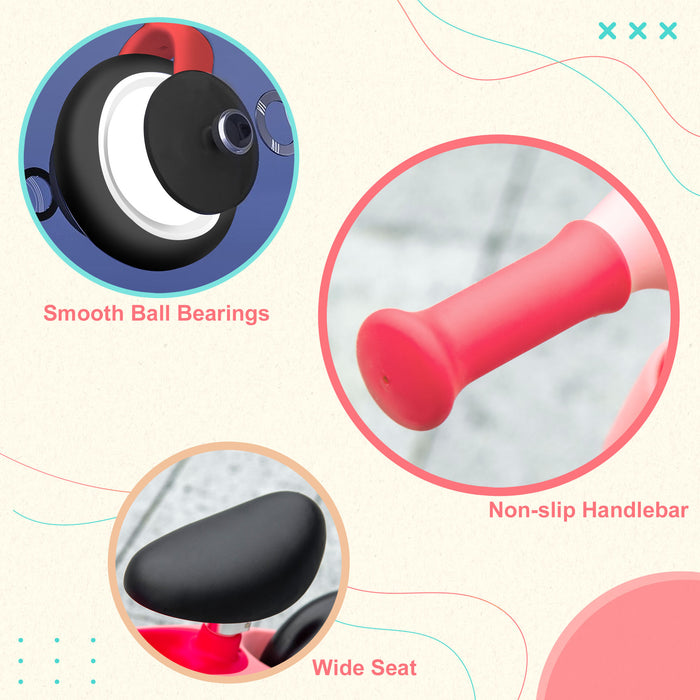 Adjustable Pink Balance Bike for Toddlers - Safe Riding Toy for Ages 1.5 to 3 - Builds Motor Skills & Confidence