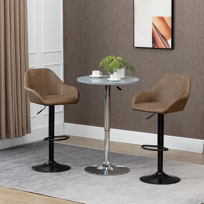 Swivel Barstools with Footrest and Backrest - Adjustable PU Leather Set of 2 with Sturdy Steel Base - Perfect for Kitchen Counter and Dining Room Comfort