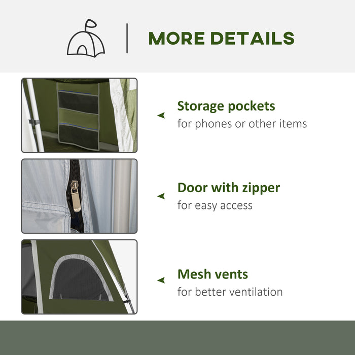 Family Camping Shelter 4-8 Persons - Dual-Room Large Mesh Windows Tent, Quick Assembly - Ideal for Backpacking & Hiking Adventures, Green