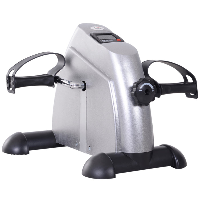 Compact Portable Mini Exercise Bike with LCD Display - 9W x 40D x 31H cm, Metallic Silver Finish - Ideal for Low-Impact Home Fitness and Rehabilitation