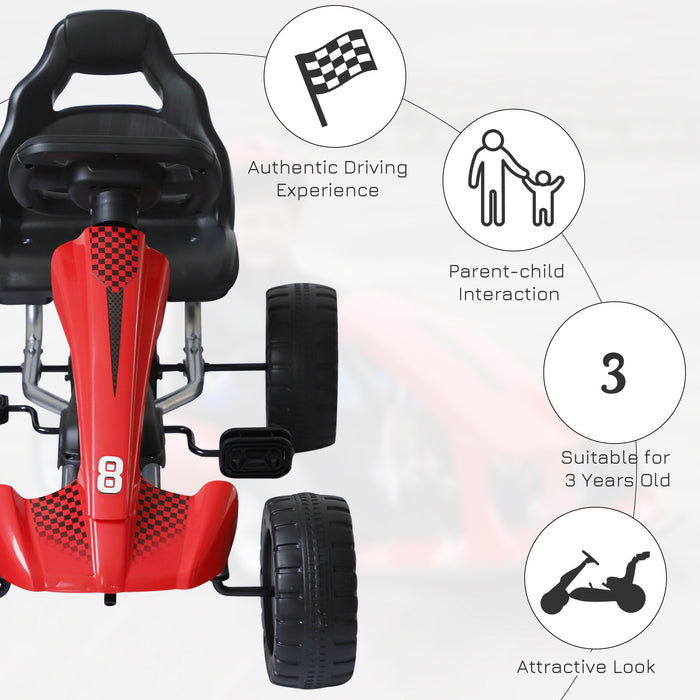 Pedal Go Kart Ride-On - Sturdy Black & Red Racing Scooter for Kids - Outdoor Fun and Exercise for Children