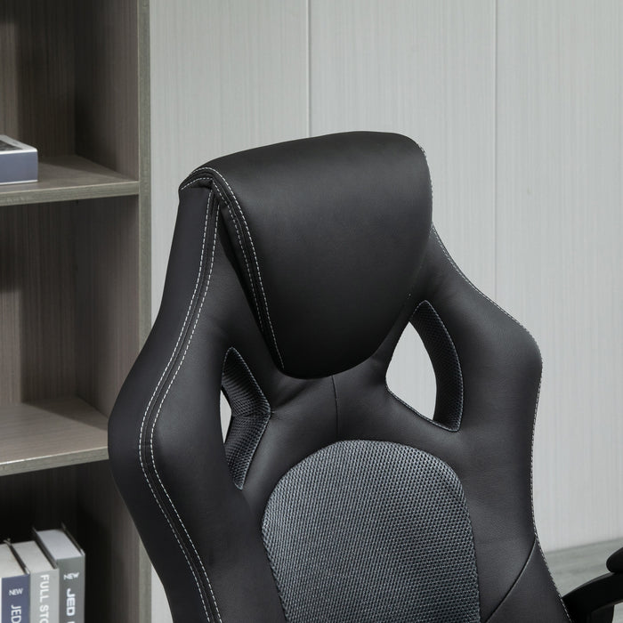 High-Back Swivel Office Chair - Faux Leather Ergonomic Computer Desk Seat with Wheels & Armrests - Comfortable Design for Home or Office Use