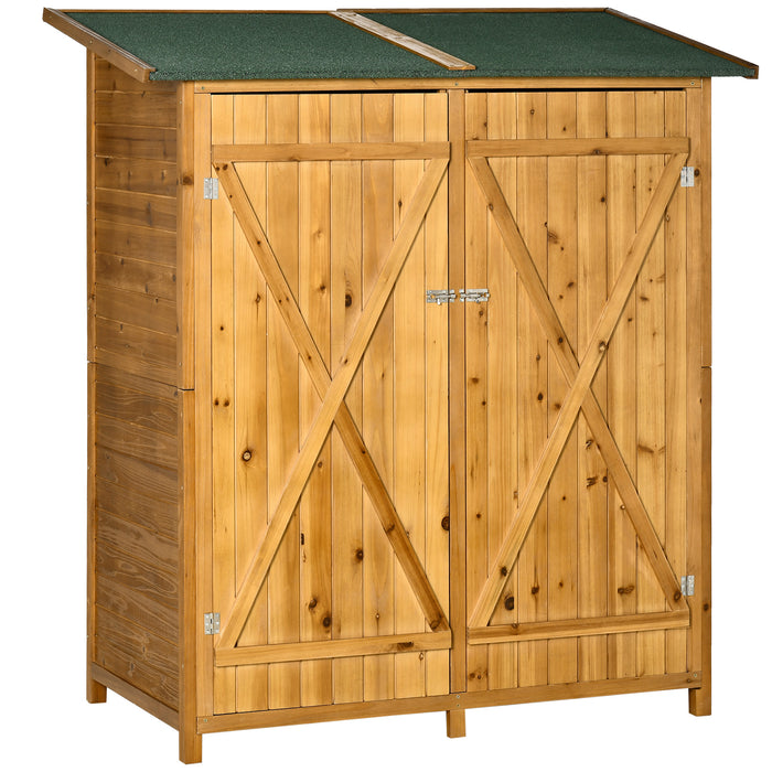 Outdoor Garden Shed with Flexible Worktable and Hooks - Multifunctional, Lockable Storage with Asphalt Roof and Ground Nails - Ideal for Tool Organization and Space Management