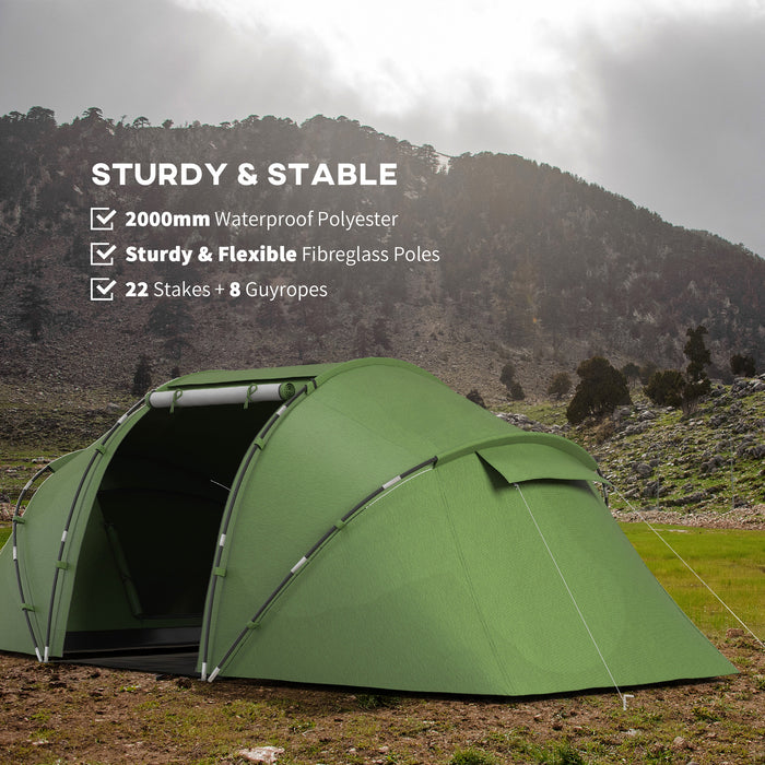 Camping Tent for 4-6 People - Dual Bedroom, UV-Protected Sun Shelter Tunnel Design - Ideal for Family Hiking and Outdoor Adventures