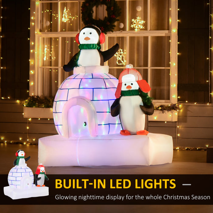 Inflatable Christmas Display with Two Penguins and Ice House - 1.5m Tall, LED-Illuminated Holiday Decor for Home and Garden - Ideal for Festive Lawn and Indoor Decoration