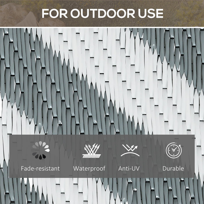 Reversible Outdoor Plastic Straw Rug - 152x243cm Lightweight Patio & Camping Mat, Light Grey - Ideal for RV Trips, Garden, and Indoor Picnics