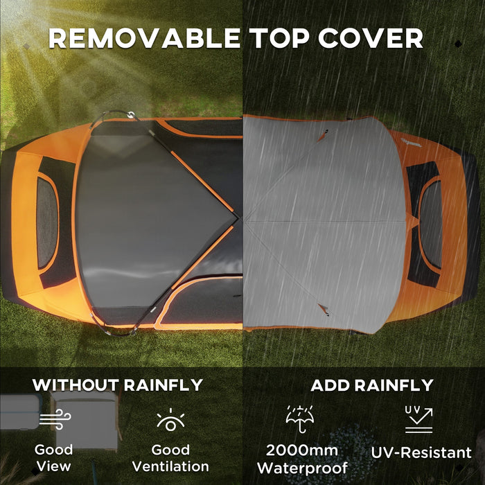 6-8 Person Camping Tent with 2000mm Waterproof Rainfly - Durable Outdoor Shelter with Carry Bag for Fishing, Hiking, Festivals - Spacious & Easy Setup in Orange