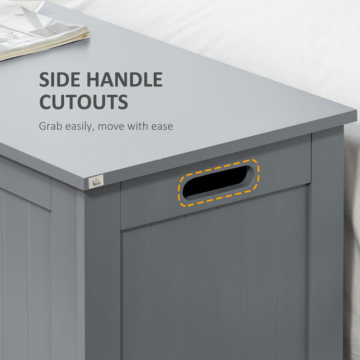 Toy Chest with Safety Hinges - Spacious Grey Storage Box Organizer with Lid for Kids - Secure, Clutter-Free Playroom Solution