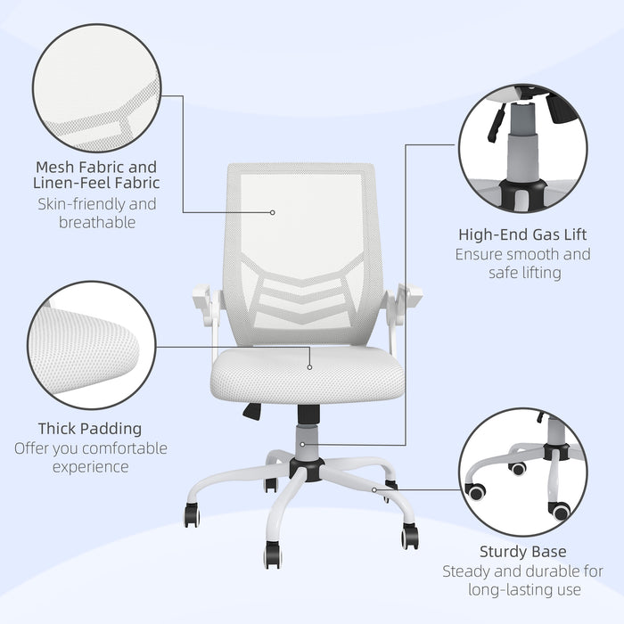 Ergonomic Mesh Office Chair with Flip-up Armrests - Lumbar Support & Swivel Wheels for Comfortable Seating - Ideal for Home Office & Desk Work