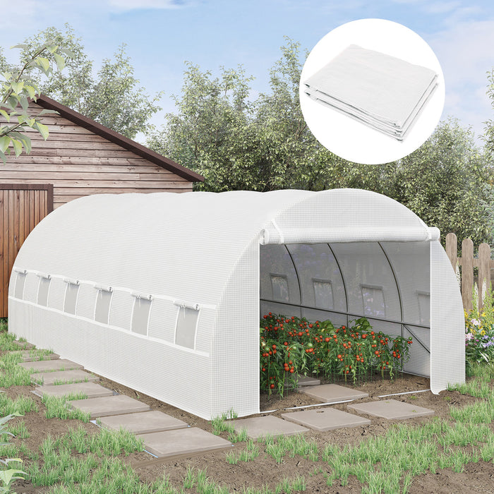 Winter Garden Plant PE Replacement Cover - Greenhouse with Roll-Up Windows and Door, 6x3x2m in White - Ideal for Protecting Plants in Cold Weather