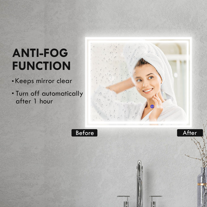 Illuminated LED Vanity Bathroom Mirror - Smart Touch Makeup Mirror with 3 Color Modes, Anti-Fog Features - Ideal for Precision Grooming and Makeup Application