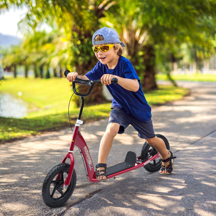 Kids Stunt Scooter with 12" EVA Tires - Durable Push Scooter for Tricks and Rides - Ideal for Young Teens and Children, Vibrant Red