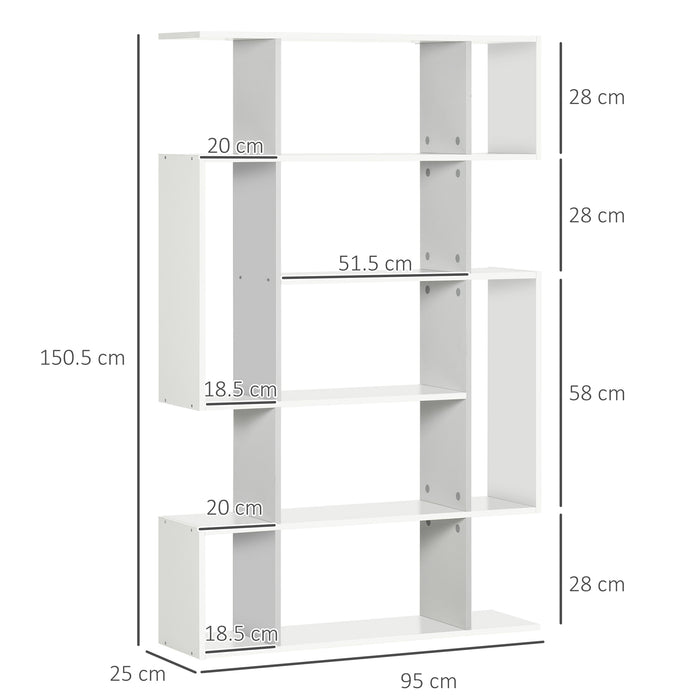 5-Tier Modern Bookcase with 13 Open Shelves - Freestanding Decorative Storage for Home Office, Study - Ideal for Organization and Display, White