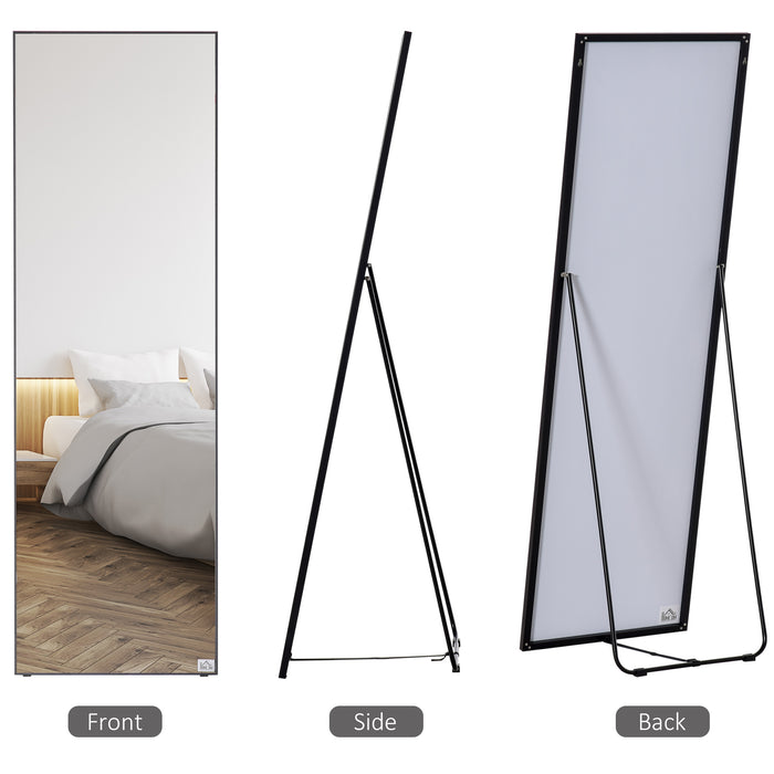 Full-Length Aluminum Alloy Framed Mirror - Versatile Floor Standing or Wall Hanging Design - Ideal for Bedroom & Living Room Decor Enhancements