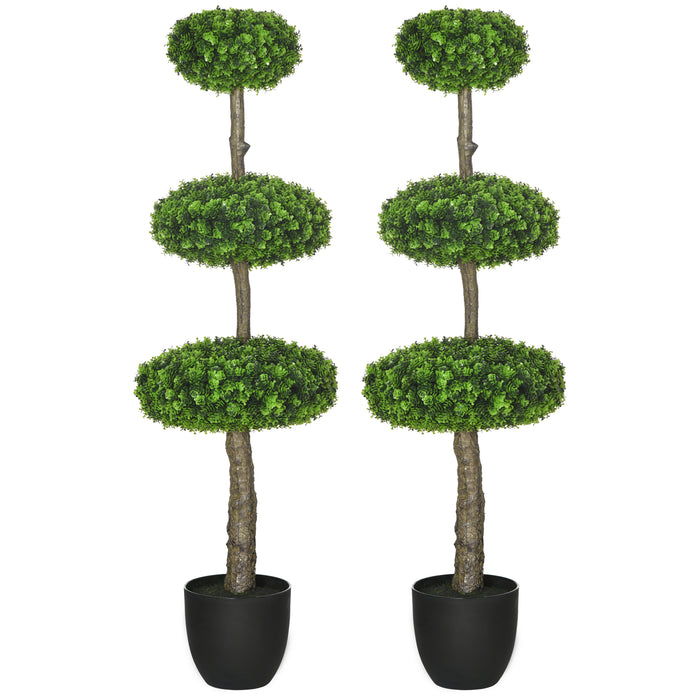 Artificial Boxwood Ball Topiary Trees Set of 2 - 110cm Lifelike Faux Plants in Decorative Pots - Ideal for Indoor & Outdoor Home Decor Enhancements