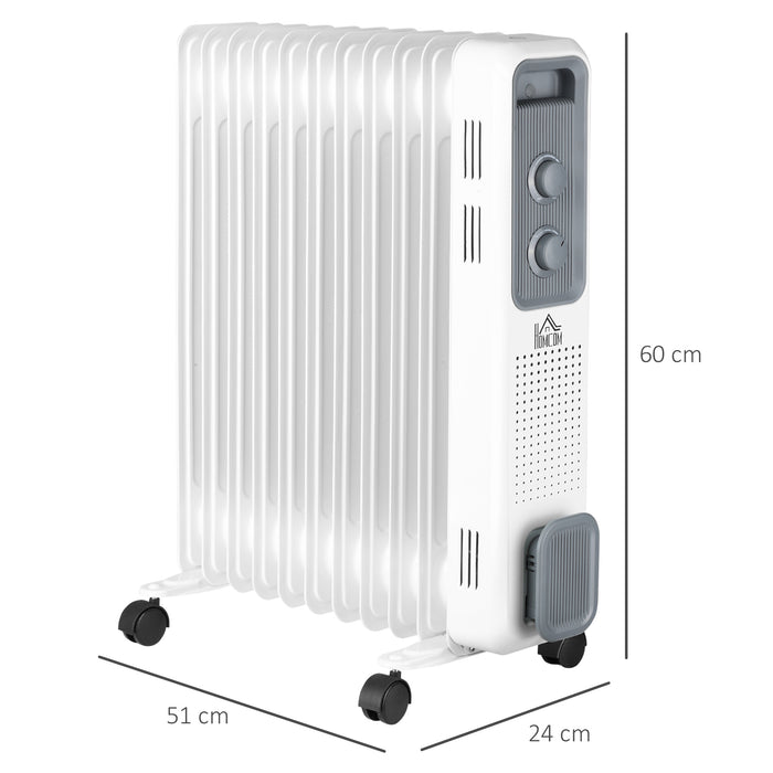 2720W Oil-Filled Radiator Heater - Portable Electric Heater with 3 Heat Settings and Adjustable Thermostat - Energy-Efficient Indoor Heating Solution with Safety Auto Shut-off
