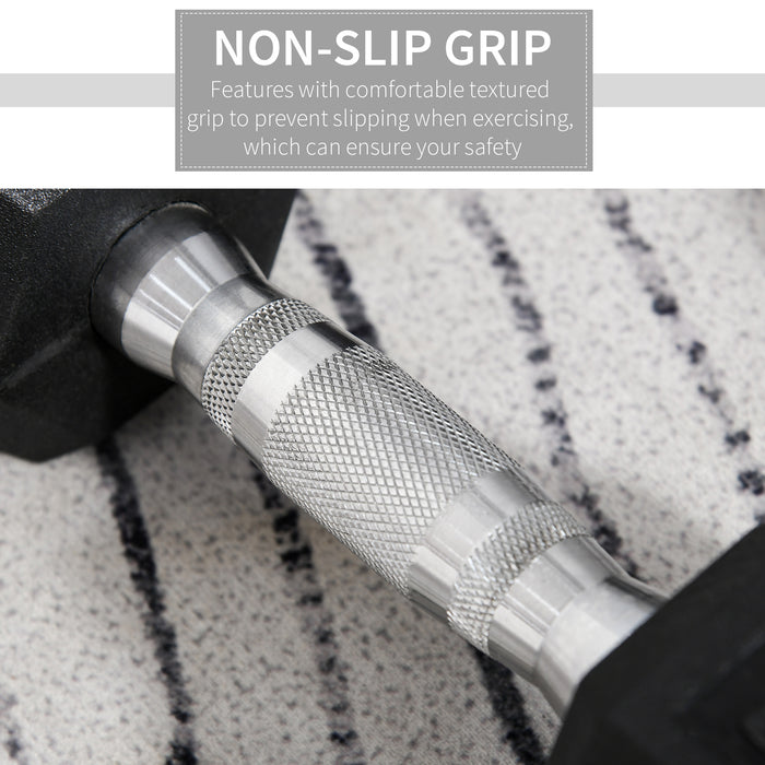 Rubber Hex Dumbbell Set - 2 x 5kg Sports Hex Weights for Fitness & Weight Lifting - Ideal for Home Gym Exercise Training