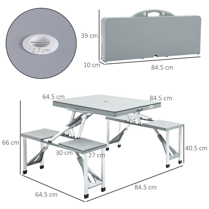 Foldable 4-Kids Outdoor Picnic Table - Compact Camping Set with Seats and Umbrella Hole - Ideal for Travel, Family Picnics & Garden Use