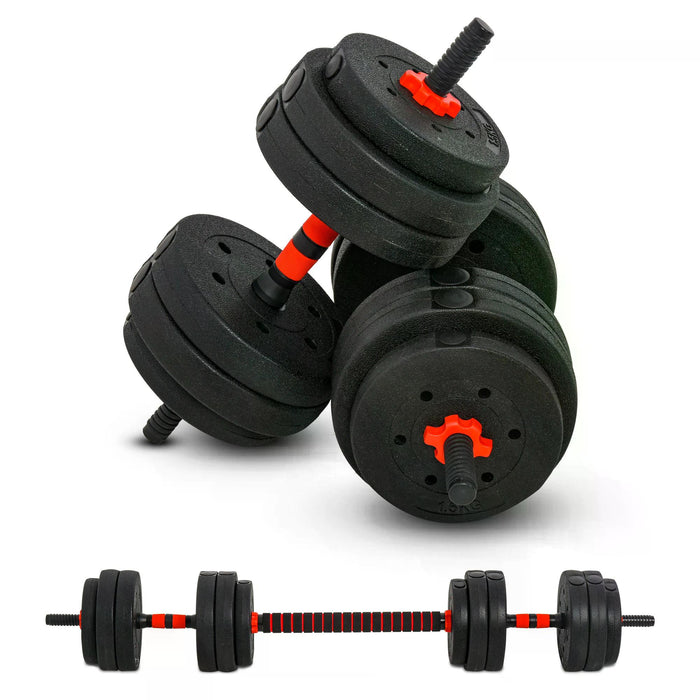 25kg 2-in-1 Adjustable Dumbbell Set - Weightlifting and Body Fitness Equipment, Converts to Barbell - Ideal for Home, Office, and Gym Workouts