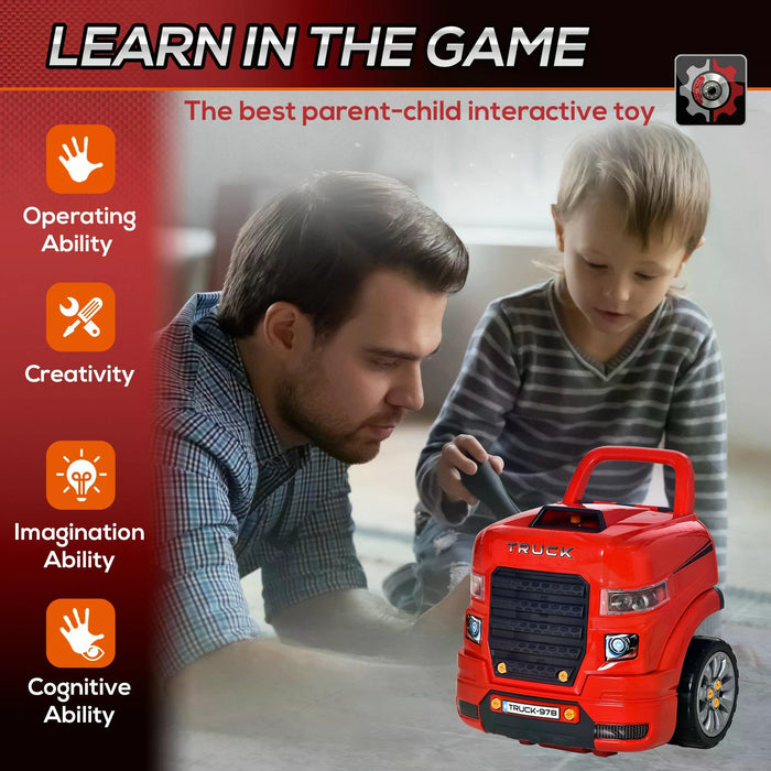Toddler Educational Car Service Station Playset - Take Apart Workshop with RC Car Key and Lights - Perfect for Kids Aged 3-5 Years Old