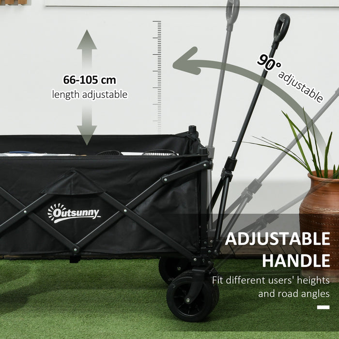 Outdoor Wagon Cart with Folding Design - Heavy-Duty Garden Trolley with 120KG Load Capacity, Comes with Carry Bag - Ideal for Beach, Camping & Festivals