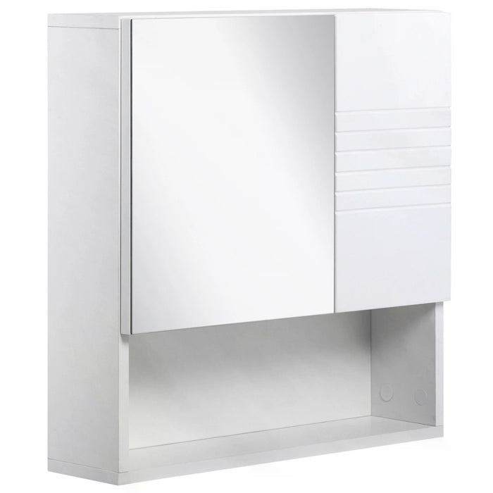 Wall-Mounted Bathroom Mirror Cabinet - Double Door Storage with Adjustable Shelf, 54 x 15 x 55cm, White - Ideal for Bathroom Organization and Space Saving