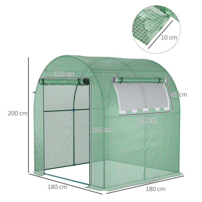 Walk-In Polytunnel Greenhouse - Sturdy Garden Greenhouse with Roll-Up Window, Door, 1.8x1.8x2m - Ideal for Plant Protection & Year-Round Gardening