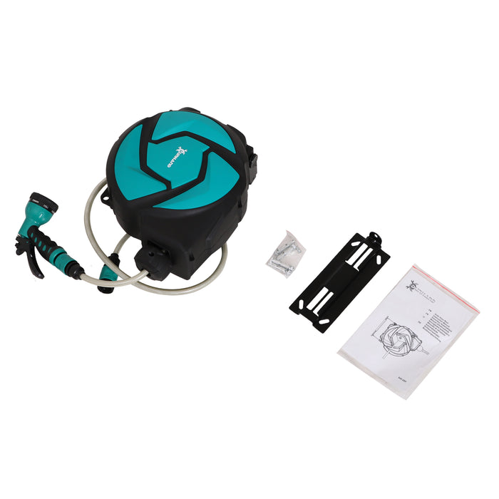 Auto Hose Reel with 7 Spray Patterns - 10m Retractable Garden Watering System, Wall Mounted - Outdoor Watering Solution for Home Gardeners