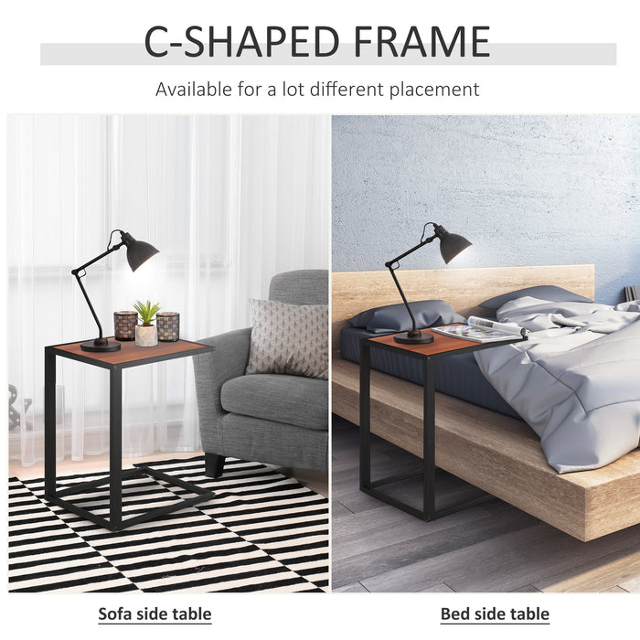 C-Shaped Accent Side Tables Set of 2 - Sofa End Table with Metal Frame, Walnut Top & Black Finish - Versatile Living Room & Bedroom Furniture