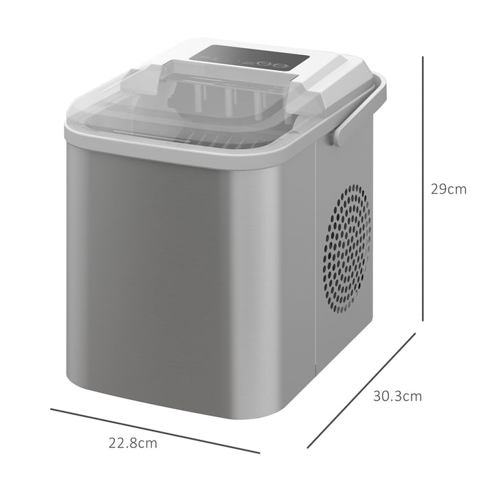 Portable Ice Cube Maker - Fast 12Kg/24Hr, 6-13Min 9-Cube Production, 2 Bullet Ice Sizes - Ideal for Home, Kitchen, Parties with Self-Cleaning Function, Scoop & Basket Included