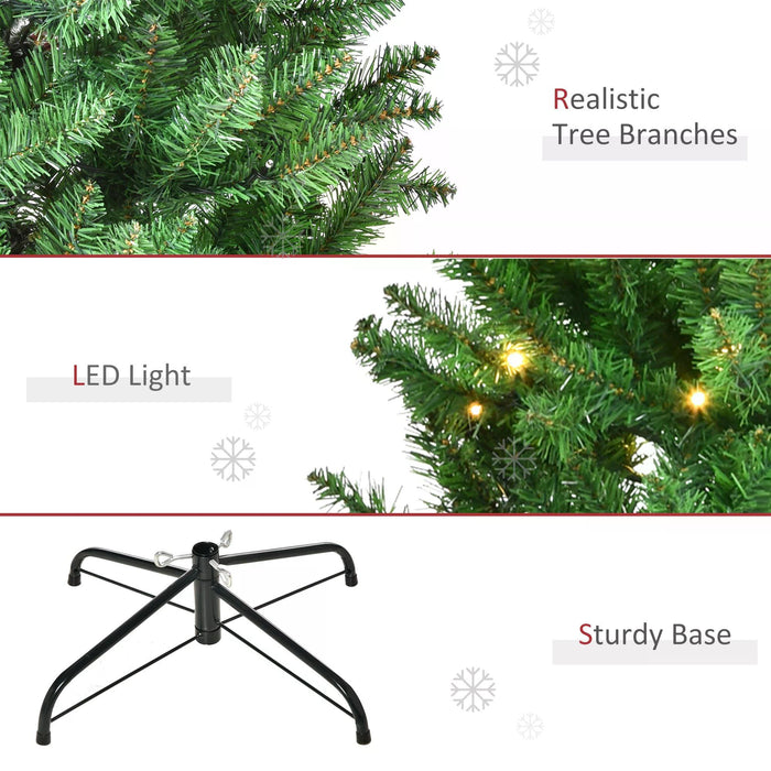 Prelit Artificial Christmas Tree with Warm White LED Lights - 4 Feet Tall Festive Holiday Decor - Perfect for Home Xmas Ambience