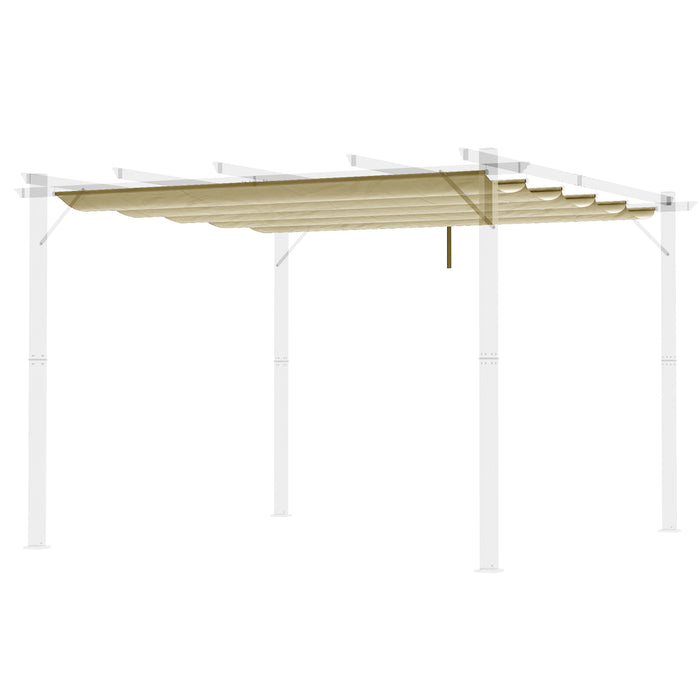 Retractable Pergola Shade Cover - Replacement Canopy for 4x3m Structure, Beige Retractable Roof - Ideal for Outdoor Comfort and UV Protection
