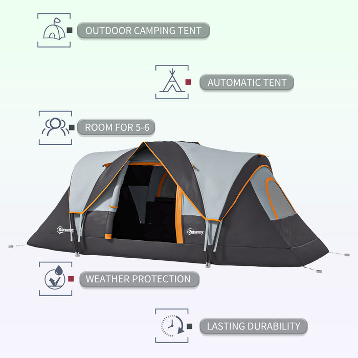 Dome Camping Tent for 5-6 People - UV Protected & 3000mm Water Resistant Outdoor Shelter for Hiking - Multicolor Family Tunnel Tent