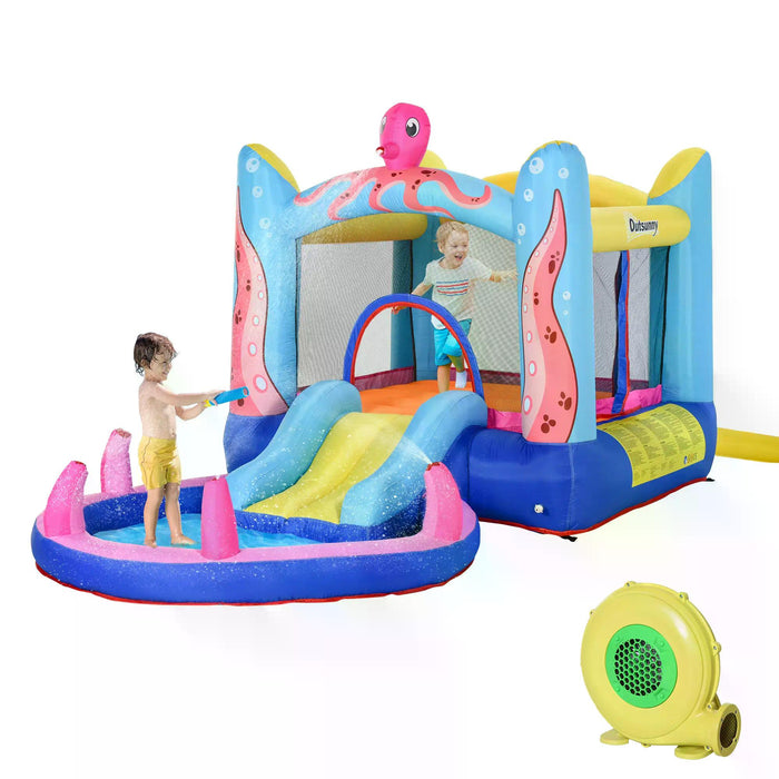 Inflatable Octopus Bounce Castle with Slide and Pool - 3-in-1 Trampoline, Water Play Area for Children - Perfect Outdoor Fun for Ages 3-12