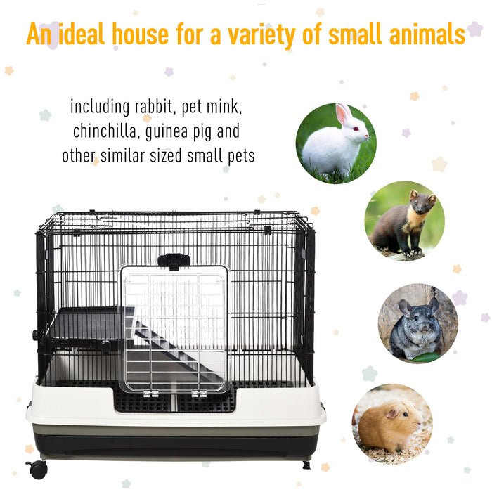 Steel Wire Rabbit & Guinea Pig Hutch - Compact Cage with Waste Tray ...