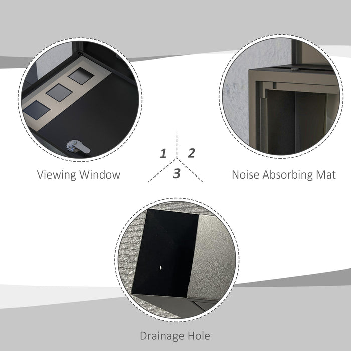 Weatherproof Wall Mounted Letterbox - Modern Mailbox with Viewing Windows and 2 Keys - Secure Postal Solution for Home and Office Use