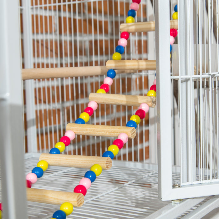 3 Tier Rolling Bird Cage with Stand - Includes Wheels, Toys, Ladders for Interactive Play - Ideal for Canaries, Finches, Cockatiels, Parakeets, Budgies