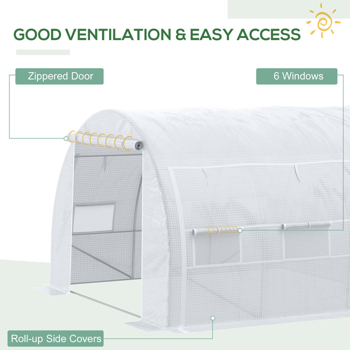 Polytunnel Greenhouse - 3x3x2m Walk-In Tent, Steel Frame, Reinforced Cover, Zippered Door & 6 Ventilation Windows - Ideal for Garden Plant Protection and Growth