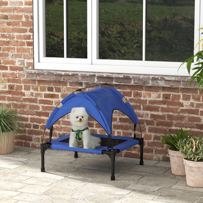 Elevated Dog Bed with Breathable Mesh - Durable Pet Cot with Non-Slip Feet, Easy Clean Fabric - Ideal for Small to Medium Dogs, 76x61x69.5cm, Dark Blue
