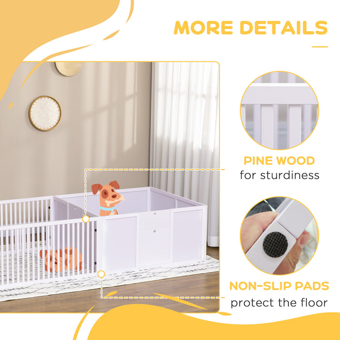 7-Panel Baby Dog Playpen with Triple Entry - Dual-Room Puppy Enclosure, Whelping Box - Safe Space for Training & Play for Young Pets